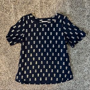 Stitch Fix: navy/gold pineapple shirt